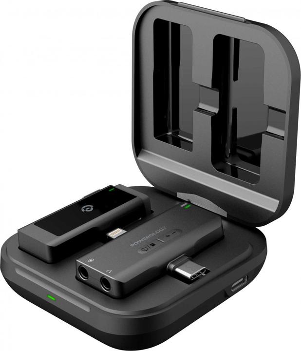 Actual product image Powerology Dual Connector Wireless Lavalier Microphone x1 Mic 1000mAh