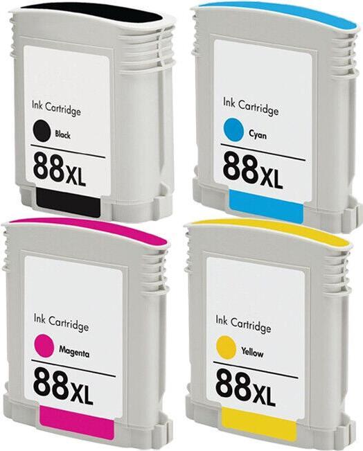 Actual product image Druckfuxx 4x DRUCKER PATRONE für HP 88XL OfficeJet Pro L7400 L7480 L7550 L7580 L