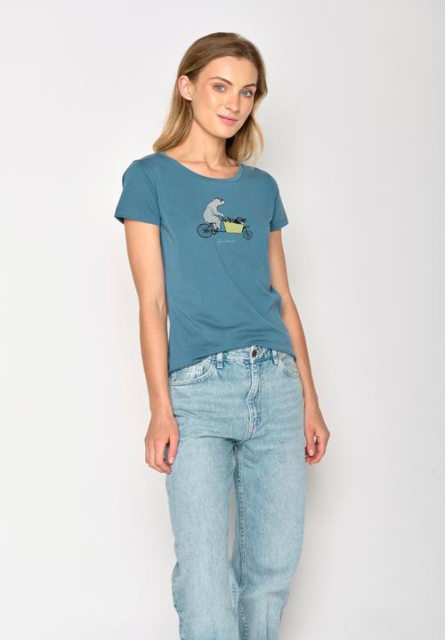 Actual product image Greenbomb Women's Bike Cargo Raccoon Loves T-Shirt (XL)
