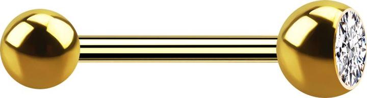 Actual product image Star Piercing Barbell vergoldet mit Kugel und Kugel Kristall silber (without brass, Surgical steel 316L)