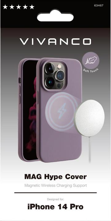 Produktbild Vivanco Mag Hype mobile phone case (6.1") Cover Purple (Apple iPhone 14 Pro)