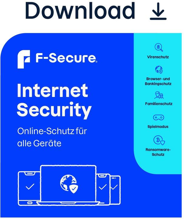 Produktbild F-Secure Internet Security für alle Geräte (ehem. SAFE) 2 Jahre / 10 Geräte Download (10 User, 10 Geräte/User, 2 Monate)