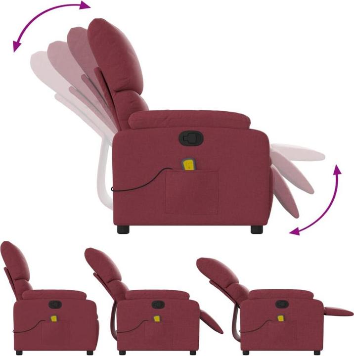 Produktbild VidaXL Massagesessel Weinrot Stoff,Farbe: Weinrot,Material: Stoff
