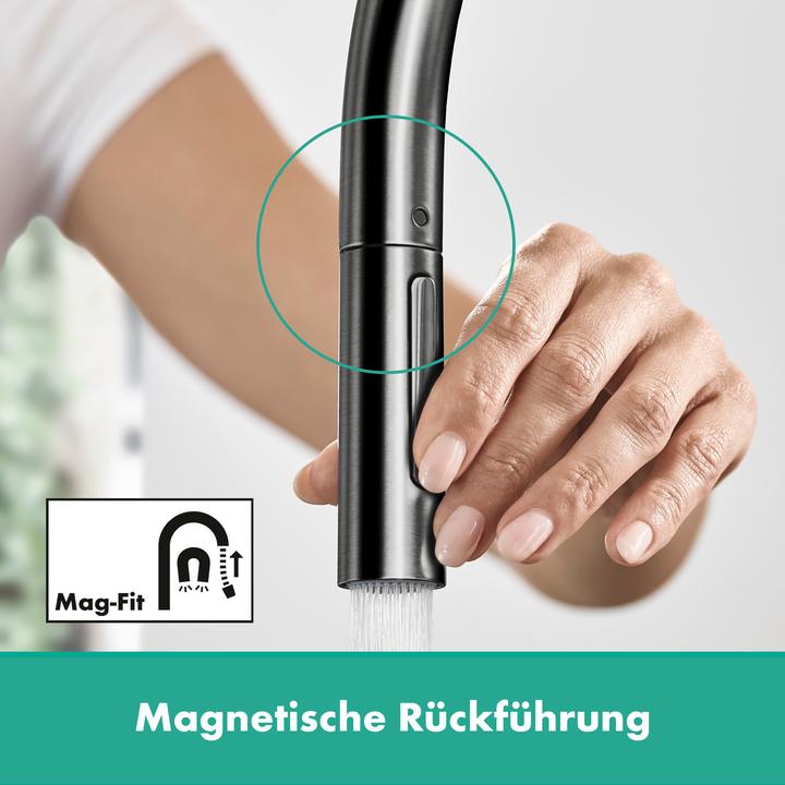 Actual product image hansgrohe Sink mixer 210 Talis M54 pull-out spray, 2 jet brushed black chrome