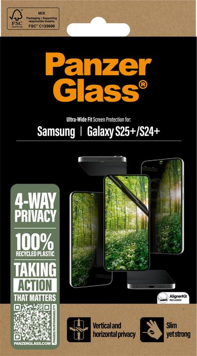 Actual product image PanzerGlass ® ECO MATRIX 4-way privacy screen protector Ultra-wide Fit (1 Piece, Samsung Galaxy S25+, Samsung Galaxy S24+)