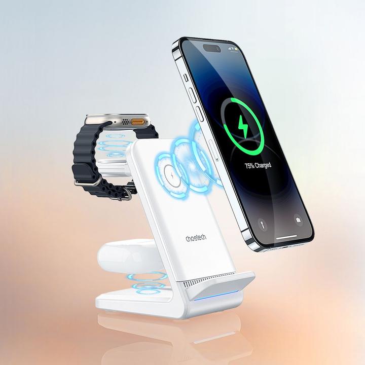 Actual product image Choetech T608 15W 4in1 induction charging station - white (15 W)