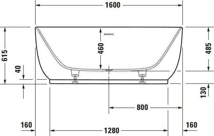 Produktbild Duravit Badewanne LUV 1600x750 freist 2 Rückenschrägen weiss (166 l, 160 cm, 75 cm)