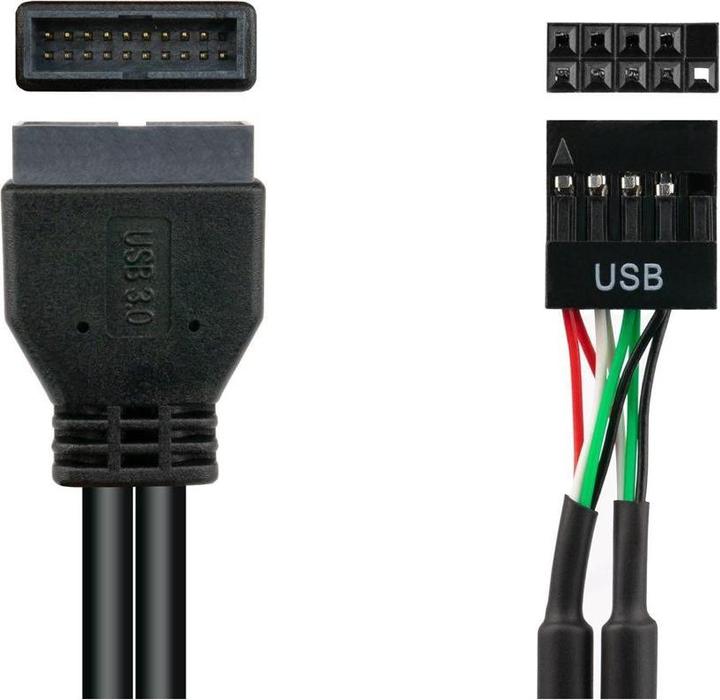 Actual product image Varia SO-33840 - Adapter internal USB 3.0 pin header male to USB 2.0 pin header female, black, 0.15m