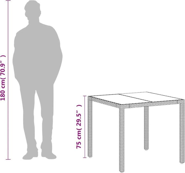 Produktbild VidaXL Gartentisch mit Glasplatte (90 cm)