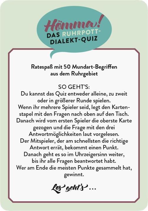 Produktbild Hömma! Das Ruhrpott-Dialekt-Quiz (Deutsch)