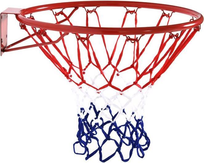 Immagine prodotto Swisshandel24 Rete da basket Canestro con rete, tubolare in acciaio + nylon, rosso + blu + bianco, ø46 cm