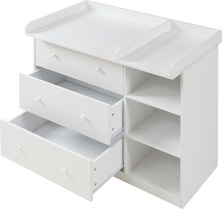 Produktbild En.Casa Wickelkommode Beldinupp mit Wickelauflage 93x110x55 cm Weiss