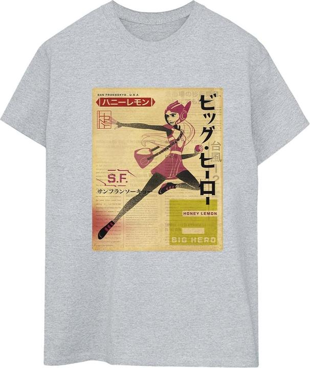 Immagine prodotto Disney Big Hero 6 Baymax Honey Lemon Newspaper Maglietta Ampia Donna (L)