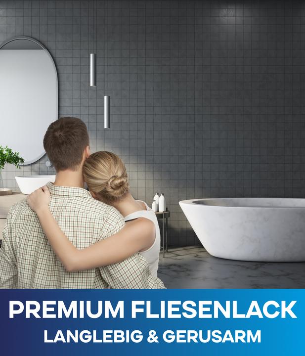 Produktbild Plid Fliesenlack Set 2,25l Antrazit glänzend für ca. 23m² / Lackierset +0,5l Anlauger (Anthrazitgrau, 2.25 l)