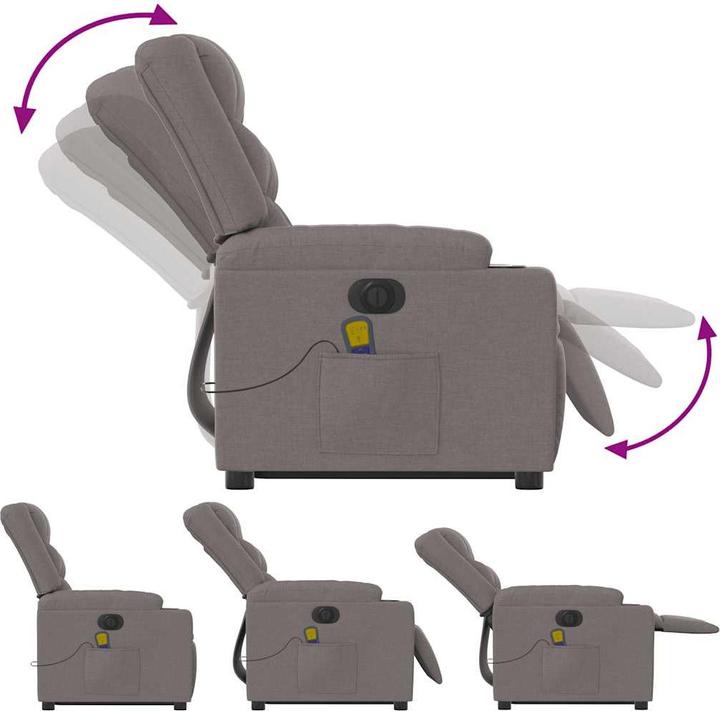 Immagine prodotto VidaXL Poltrona massaggiante elettrica con ausilio per la risalita Tessuto Taupe