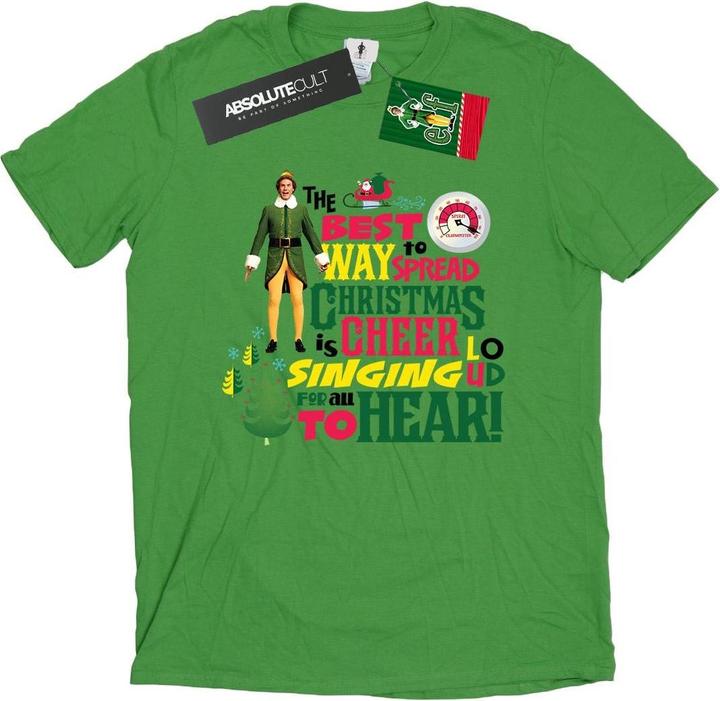 Actual product image Elf Womens/Ladies Christmas Cheer Cotton Boyfriend T-Shirt (L)