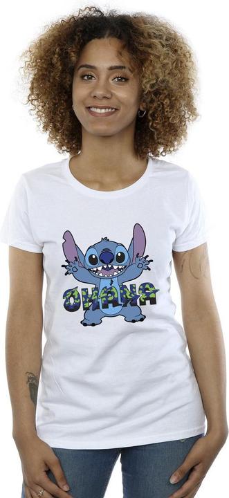 Actual product image Disney Womens/Ladies Lilo And Stitch Ohana Blue Glitch Cotton T-Shirt (M)