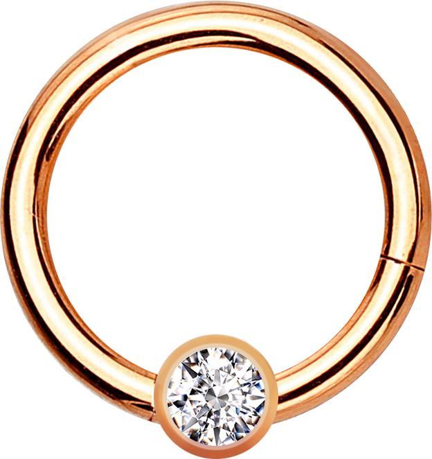Produktbild Star Piercing Micro Segmentring klappbar rosegold mit Kugel Kristall silber (Chirurgenstahl 316L, ohne Messing)