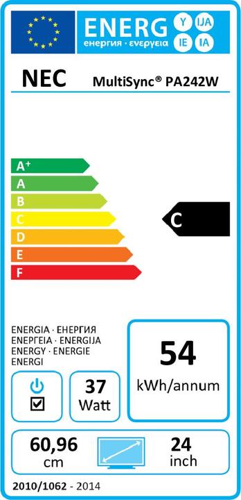 Energie-Label NEC Pa242w (1920 x 1200 Pixel, 24.06")