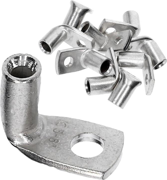 Produktbild Kalitec 10 Stück KA1-L5 Handelsübliche Rohrkabelschuhe gewinkelt 6mm² M5 I ohne Sichtloch I 90° I Ma