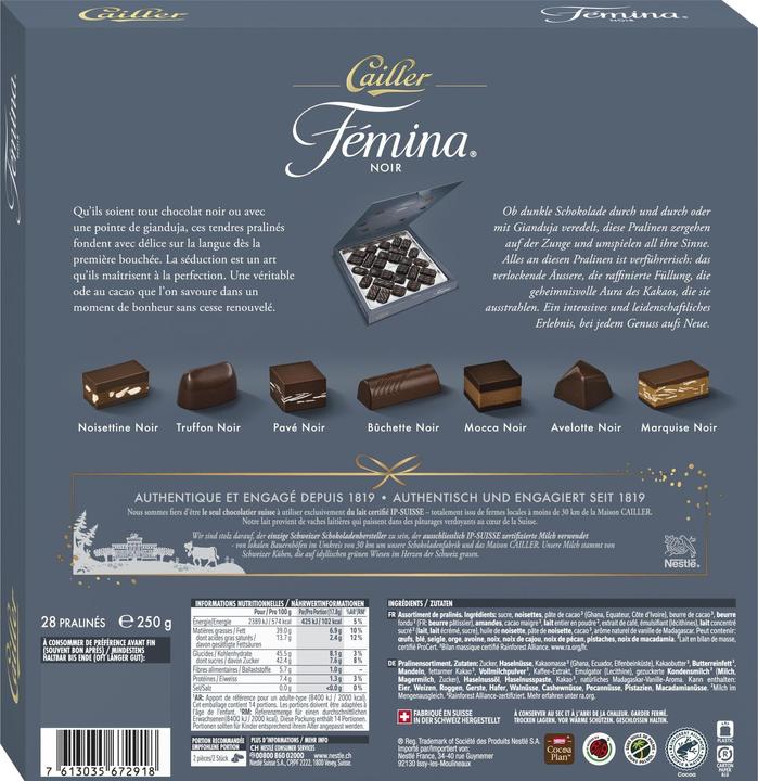 Image du produit Cailler Fémina Pralines Noir (250 g)