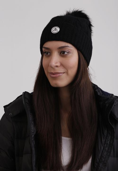 Produktbild Cash-Mere Kaschmir Mütze mit Zopfmuster und Bommel (One Size)