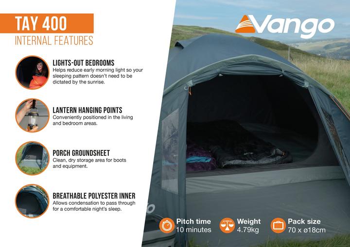 Immagine prodotto Vango Tay 400 (Tenda a cupola, 4.79 kg, 4 persone)