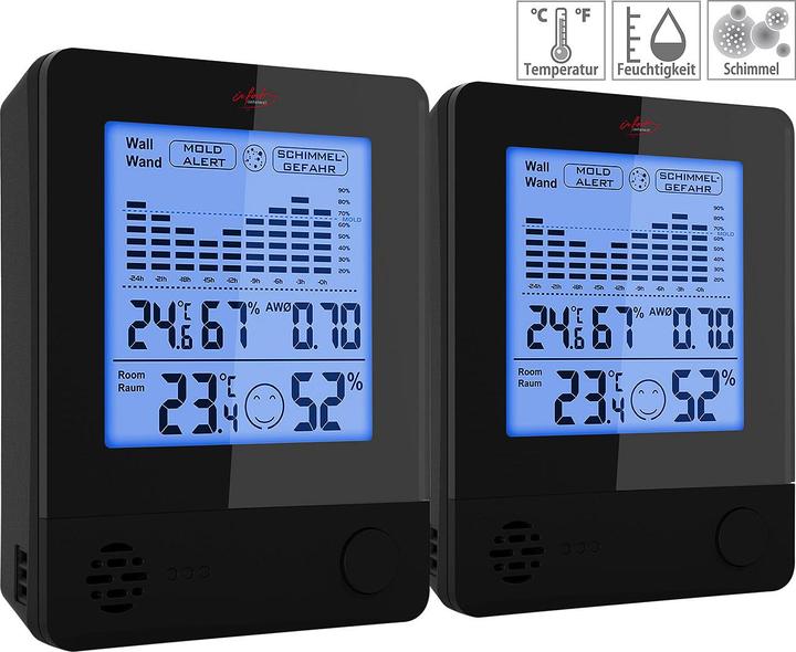 Produktbild Infactory 2er-Set 2in1-Thermometer & Hygrometer