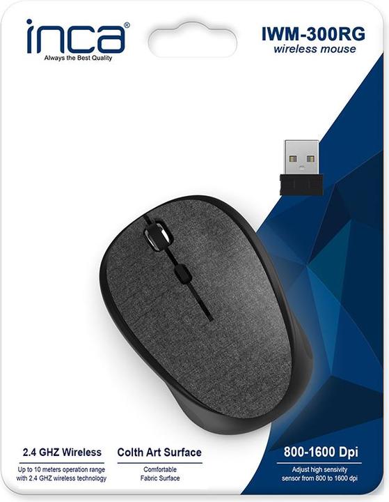 Actual product image Inca Mouse IWM-300RG Nano-USB, Wireless, 1600 DPI, Fabric, GR retail (Wireless)