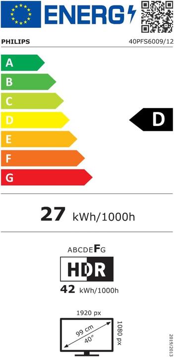 Energie-Label Philips 40PFS6009/12 (40", LED, Full HD, 2024)