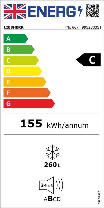 Energie-Label Liebherr FNc 667i Standgefrierschrank mit NoFrost (Freistehend, 260 l)