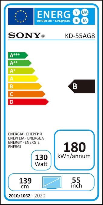 Etichetta energetica Sony KD55AG8 (55", OLED, 4K, 2019)