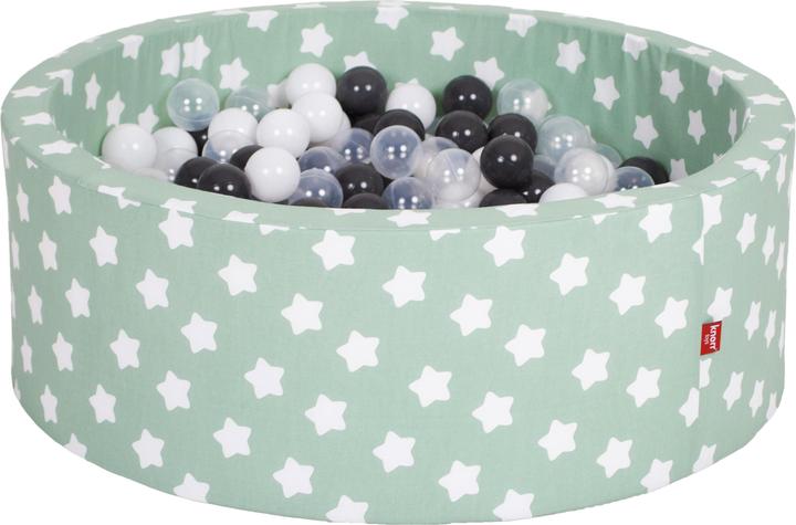 Image du produit Knorrtoys Piscine à balles soft - "Green white stars" 300 balls grey/white/transparent