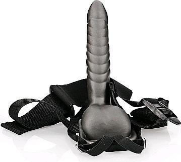 Image du produit Ouch! Ribbed Hollow Strap-on with Balls - 8" / 21 cm