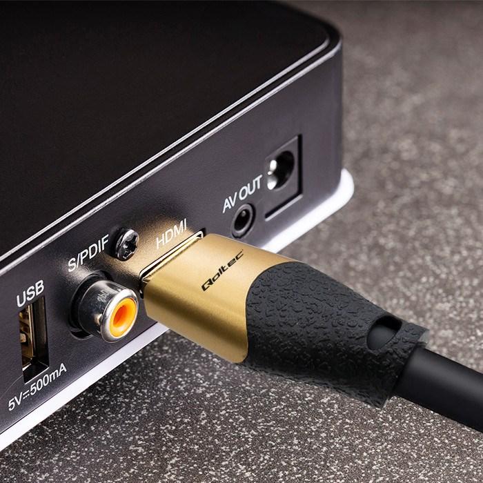 Productafbeelding Qoltec kabel HDMI v2.1 Ultra hoge snelheid 8K | 60Hz | 26AWG | GOUD | 5m (5 m, HDMI)