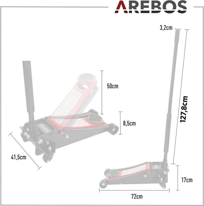 Actual product image Arebos Hydraulic jack 3 T (incl. 3 rubber pads)