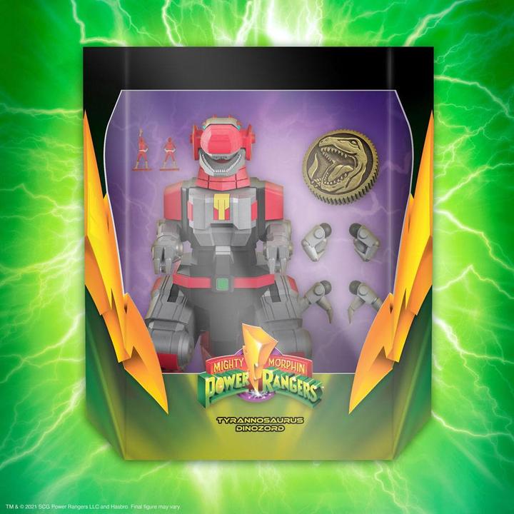 Actual product image Super7 Mighty Morphin Power Rangers figurine Ultimates Tyrannosaurus Dinozord 20 cm