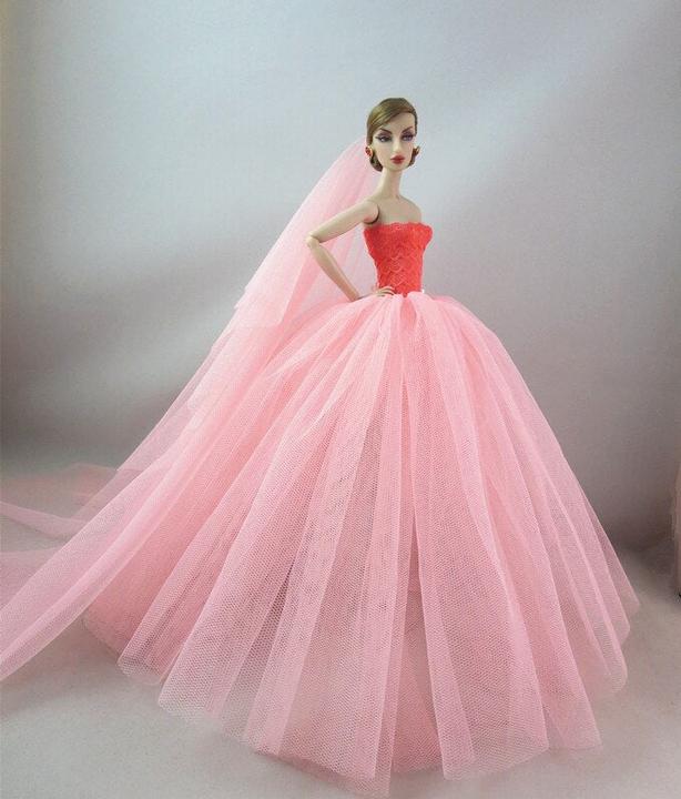 Immagine prodotto Hermex Moda abito da sposa per bambole Barbie Abiti Accessori Rosa Rosso