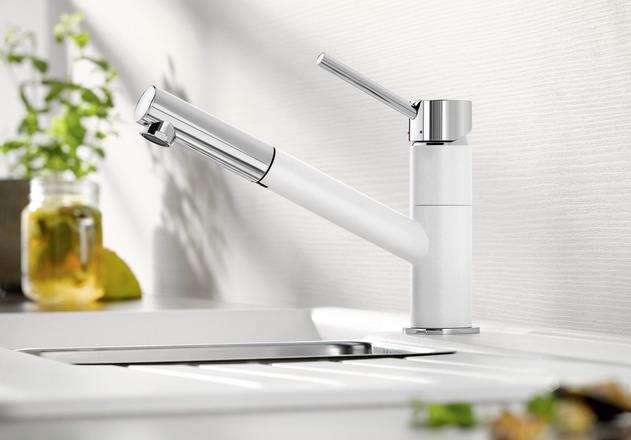 Produktbild Blanco KANO-S anthrazit/chrom | Niederdruck | Mit herausziehbarem Schlauch | Rückflussverhinderer |