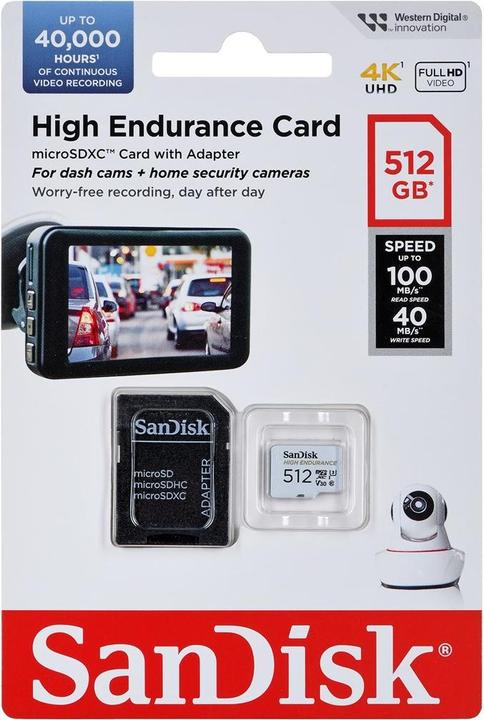 Actual product image SanDisk High Endurance (512 GB, microSDXC, U3, UHS-I)