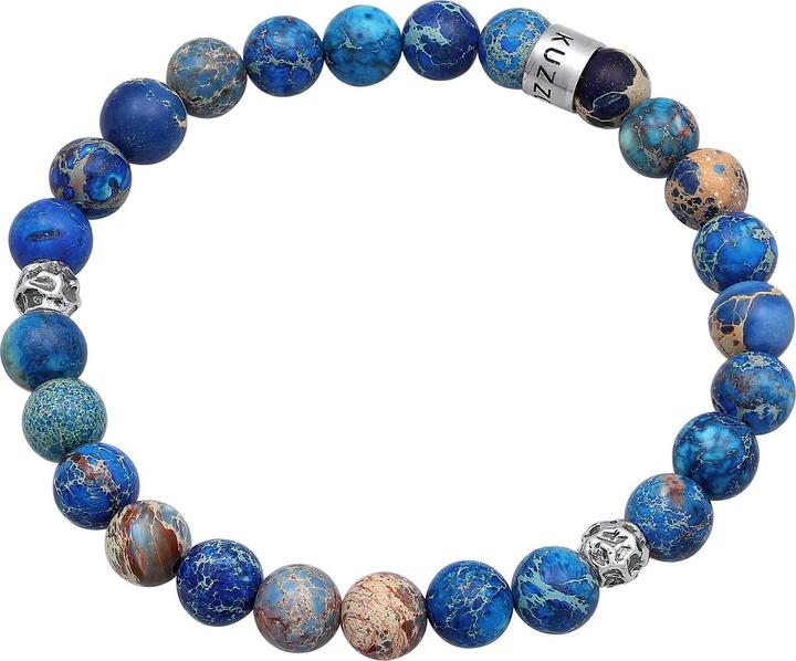 Produktbild Kuzzoi Armband Herren Achat Perlen Blau Beads 925 Silber (21 cm, Plastik, 925er Sterling Silber, Achat)