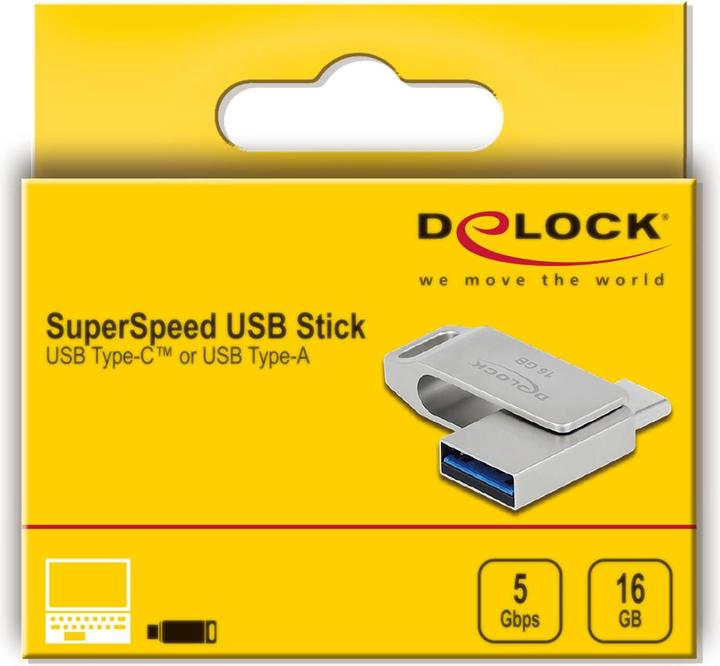 Produktbild Delock USB-Flash-Laufwerk (16 GB, USB 3.2, USB-A, USB-C)