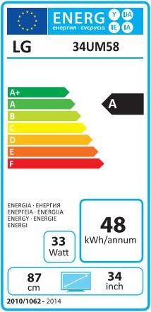 Energie-Label LG 34um58-P (2560 x 1080 Pixel, 34")