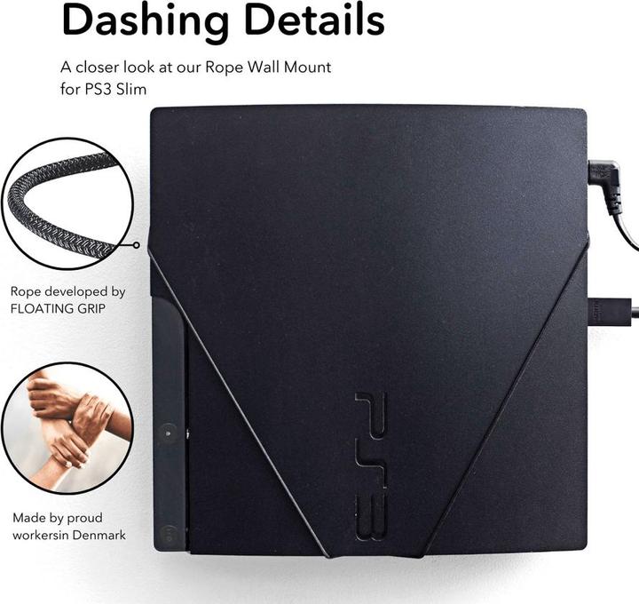 Actual product image Floating Grip PS3 Slim wall mount by, Black (PS3)