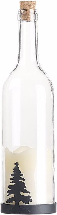 Produktbild Lunartec Deko-Glasflasche mit LED-Kerze, Tannen-Motiv (1 x)