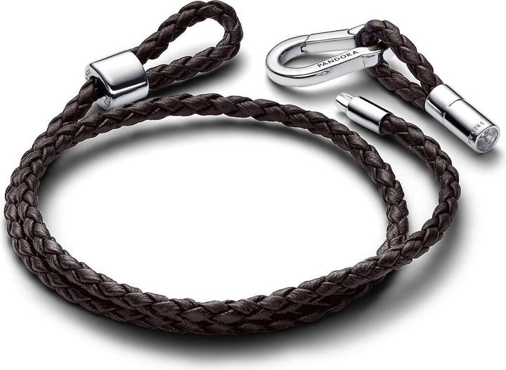 Produktbild Pandora Moments Braunes Geflochtenes Doppeltes Lederarmband (38 cm)
