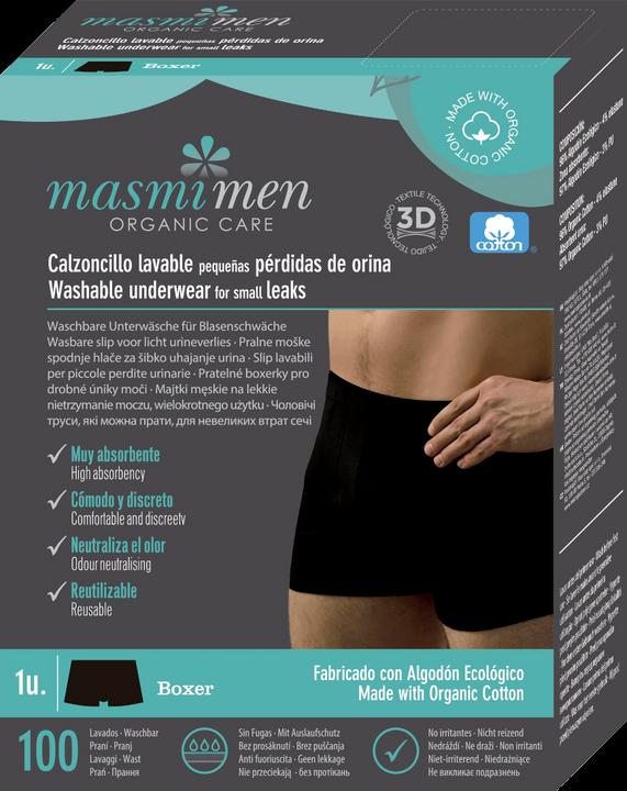 Masmi Biologische Incontinentie Heren Boxershort Zwart Maat: M - Hergebruik (M)