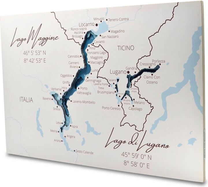 Actual product image Enjoy The Wood Lake Maggiore - wooden nautical chart (30 x 45 cm)