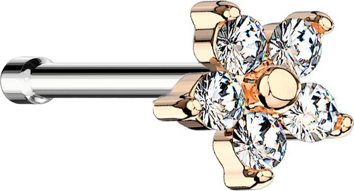 Immagine prodotto Star Piercing Nasenstecker gerade rosegold Blume Kristall silber (Acciaio chirurgico 316L, Ottone)