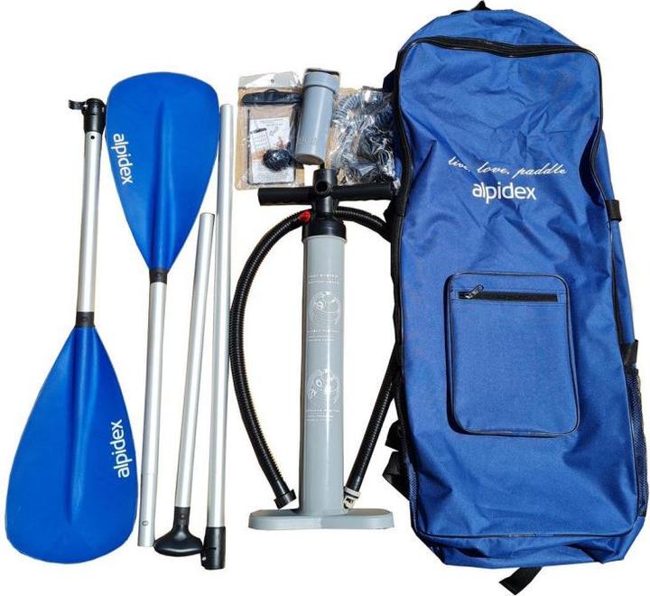 Actual product image Alpidex Inflatable Stand Up Paddle Board SUP (320x76x15cm), Carrying Bag, Paddle, Air Pump, Leash - Cloud